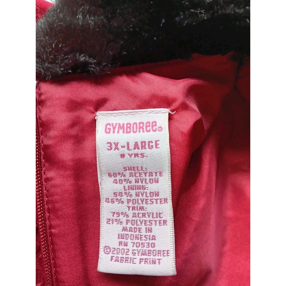 Gymboree Girls Red Crushed Velvet Dress with Faux-Fur Peter Pan Collar 3XL  8yrs